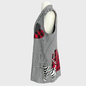 Women's M/L Houndstooth Cat Skyline Patchwork Black White Funky Art to Wear‎ NYC